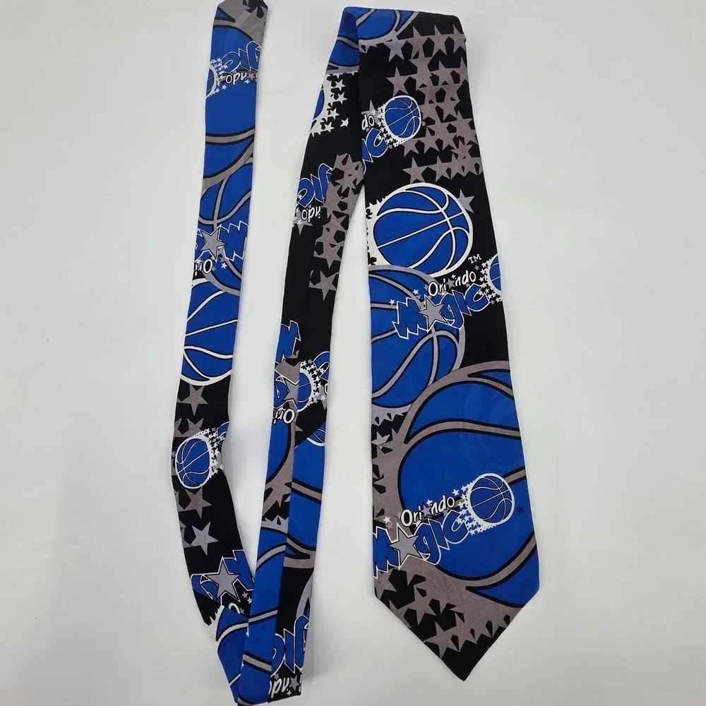 ORLANDO MAGIC NBA TIE NEW 100% SILK USA RALPH MARLIN RM SPORT DEADSTOCK AOP LOGO